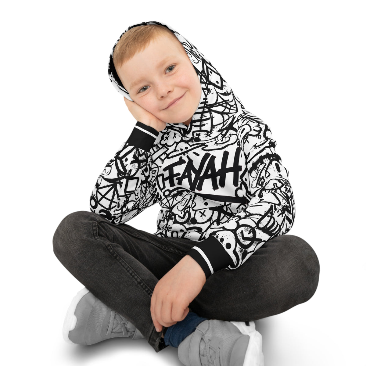 OLIO (BLACK/WHITE) KIDS ECO  HOODIE