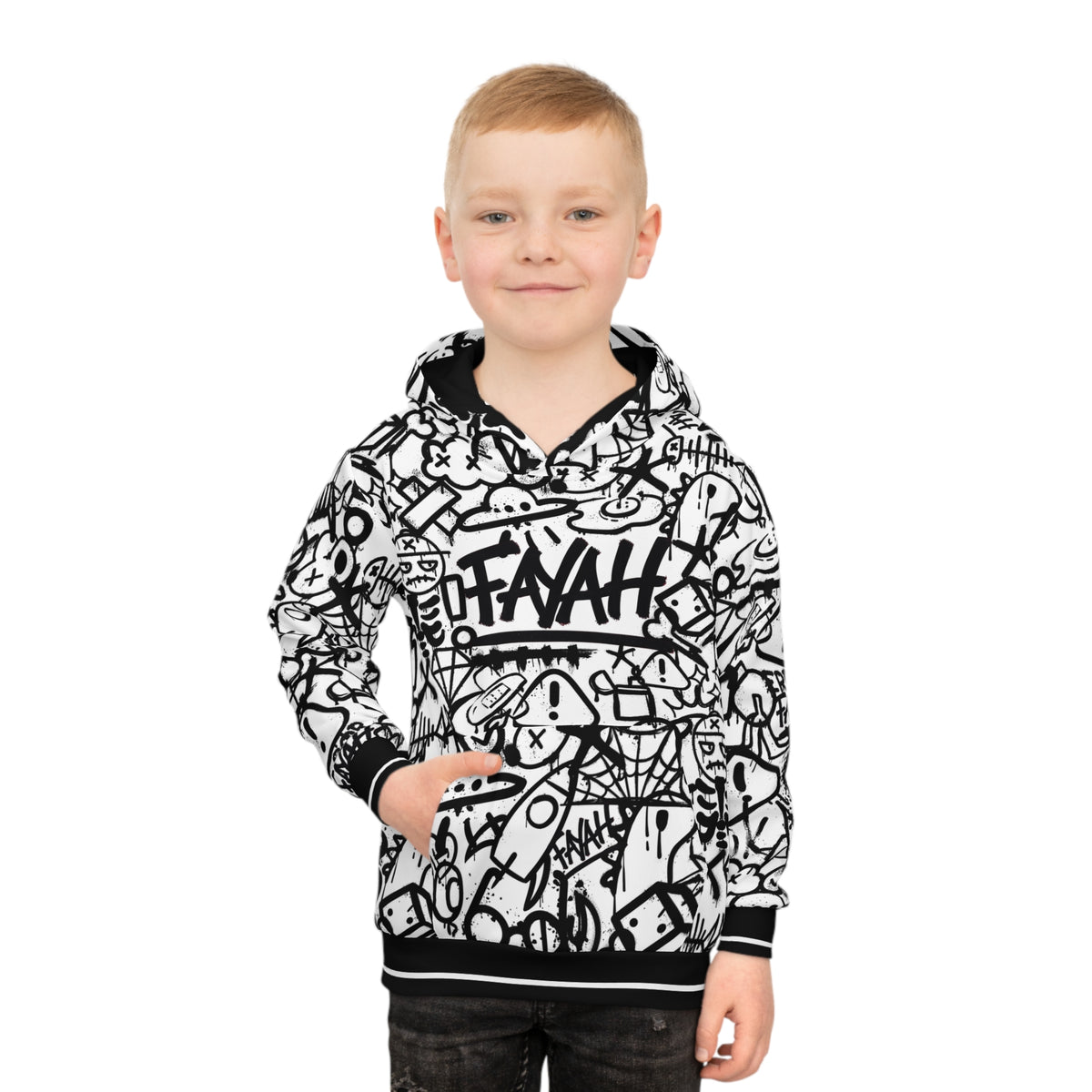 OLIO (BLACK/WHITE) KIDS ECO  HOODIE
