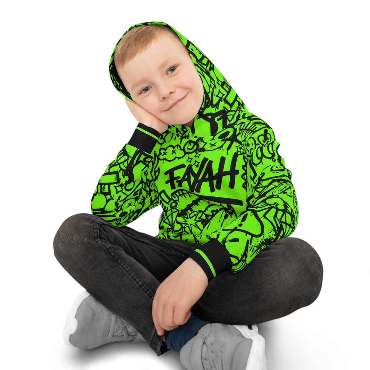 FAYAH KIDS OLIO (BLACK/GREEN) HOODIE