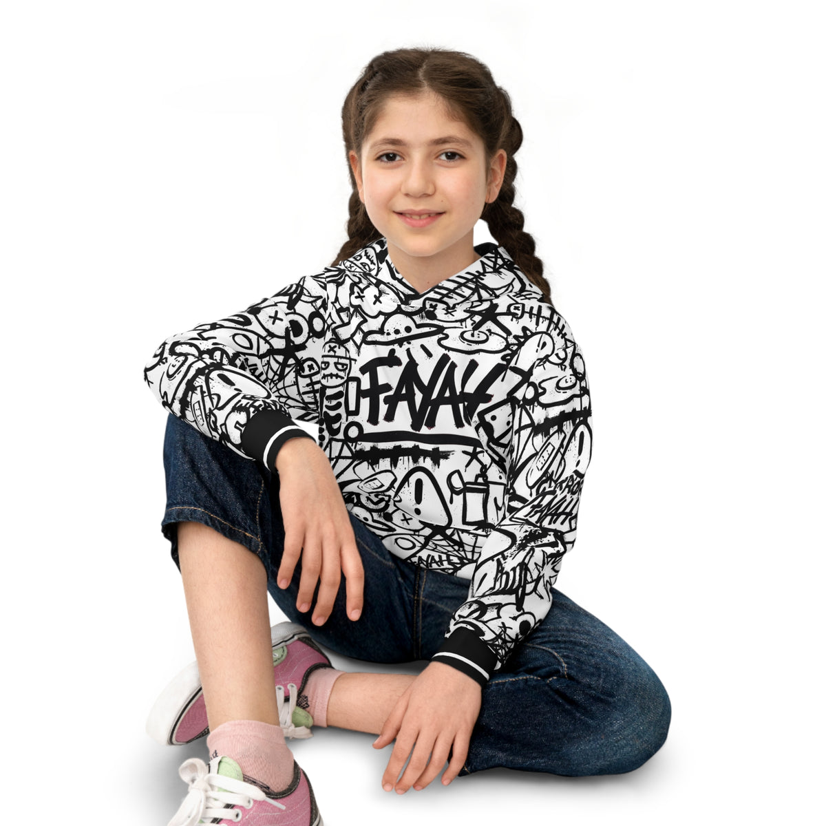 OLIO (BLACK/WHITE) KIDS ECO  HOODIE