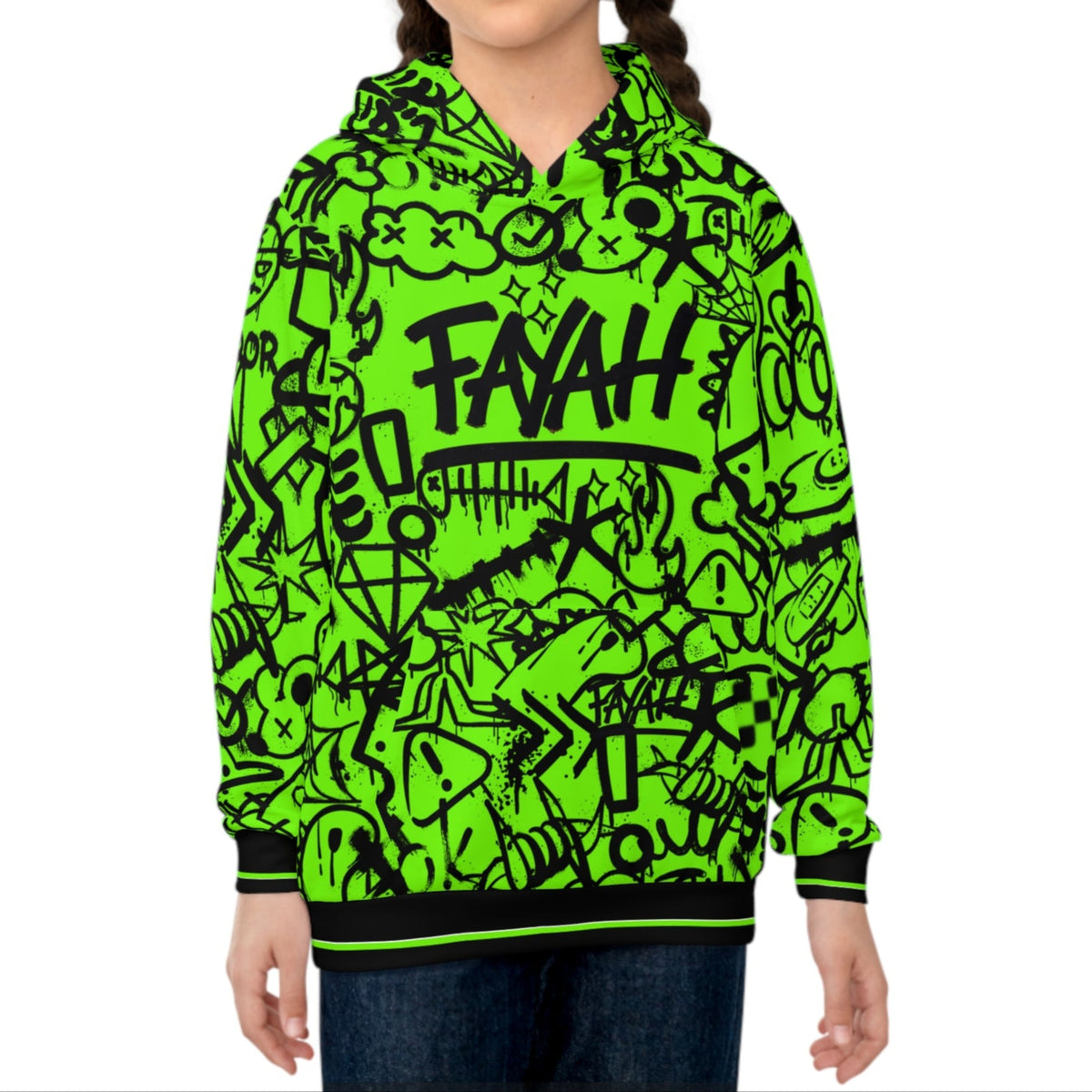 FAYAH KIDS OLIO (BLACK/GREEN) HOODIE