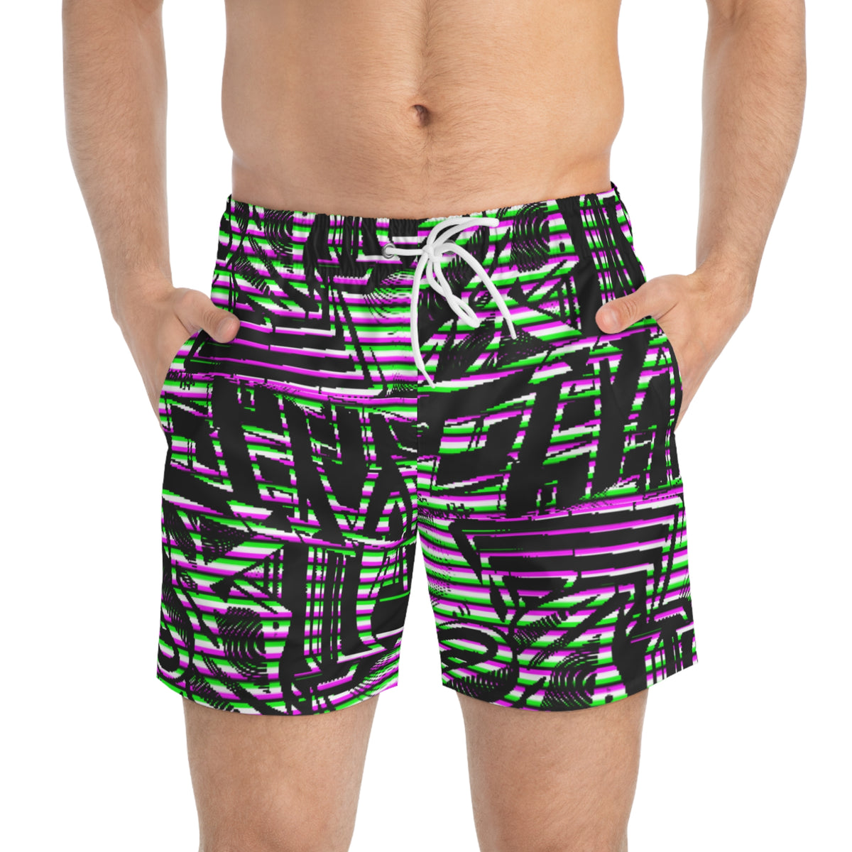 Inked Pixels Swim Trunks
