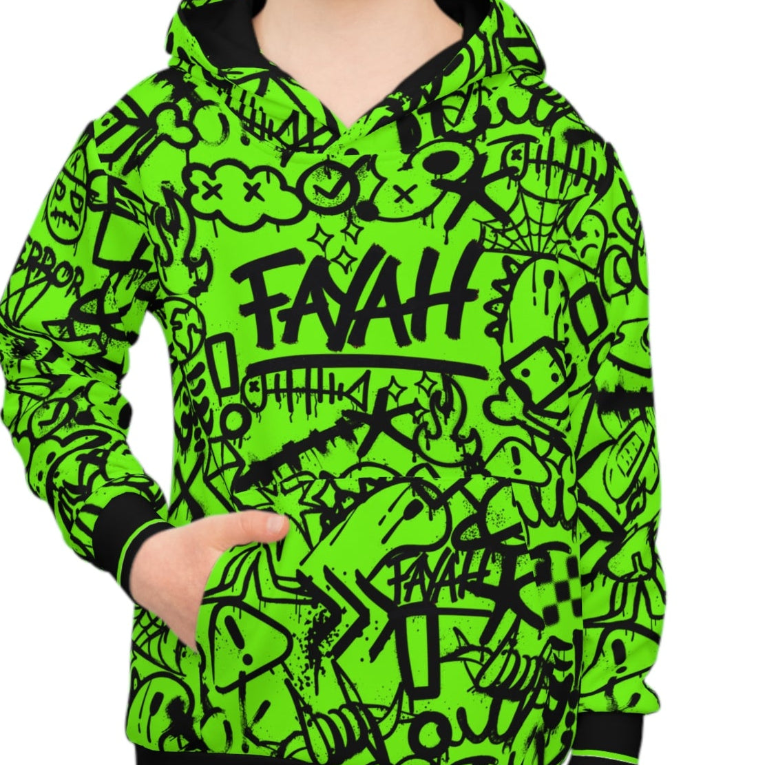 FAYAH KIDS OLIO (BLACK/GREEN) HOODIE