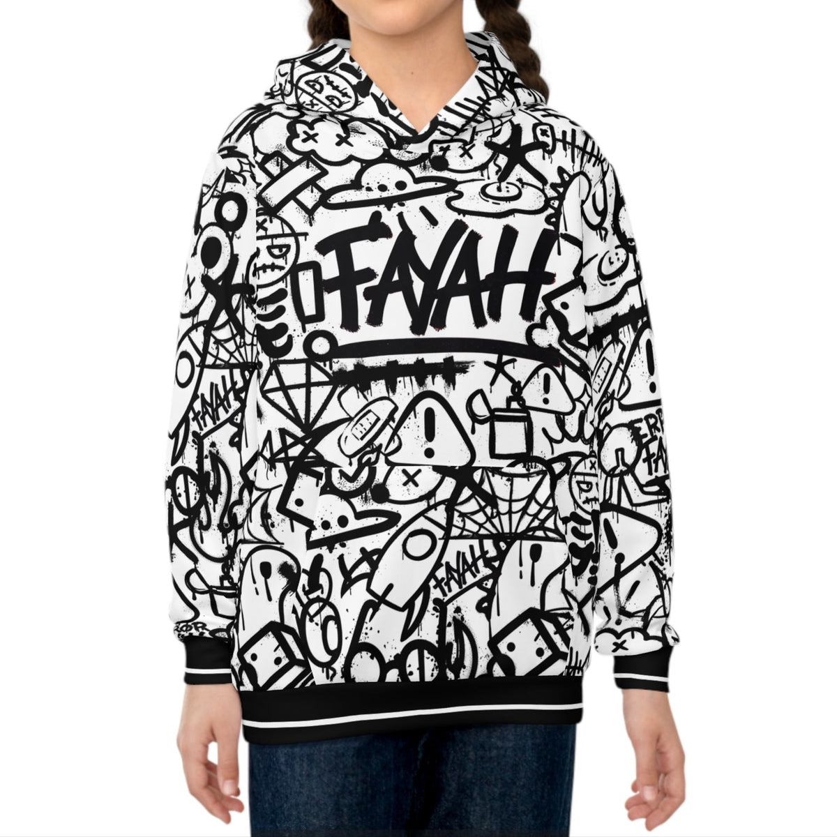 OLIO (BLACK/WHITE) KIDS ECO  HOODIE