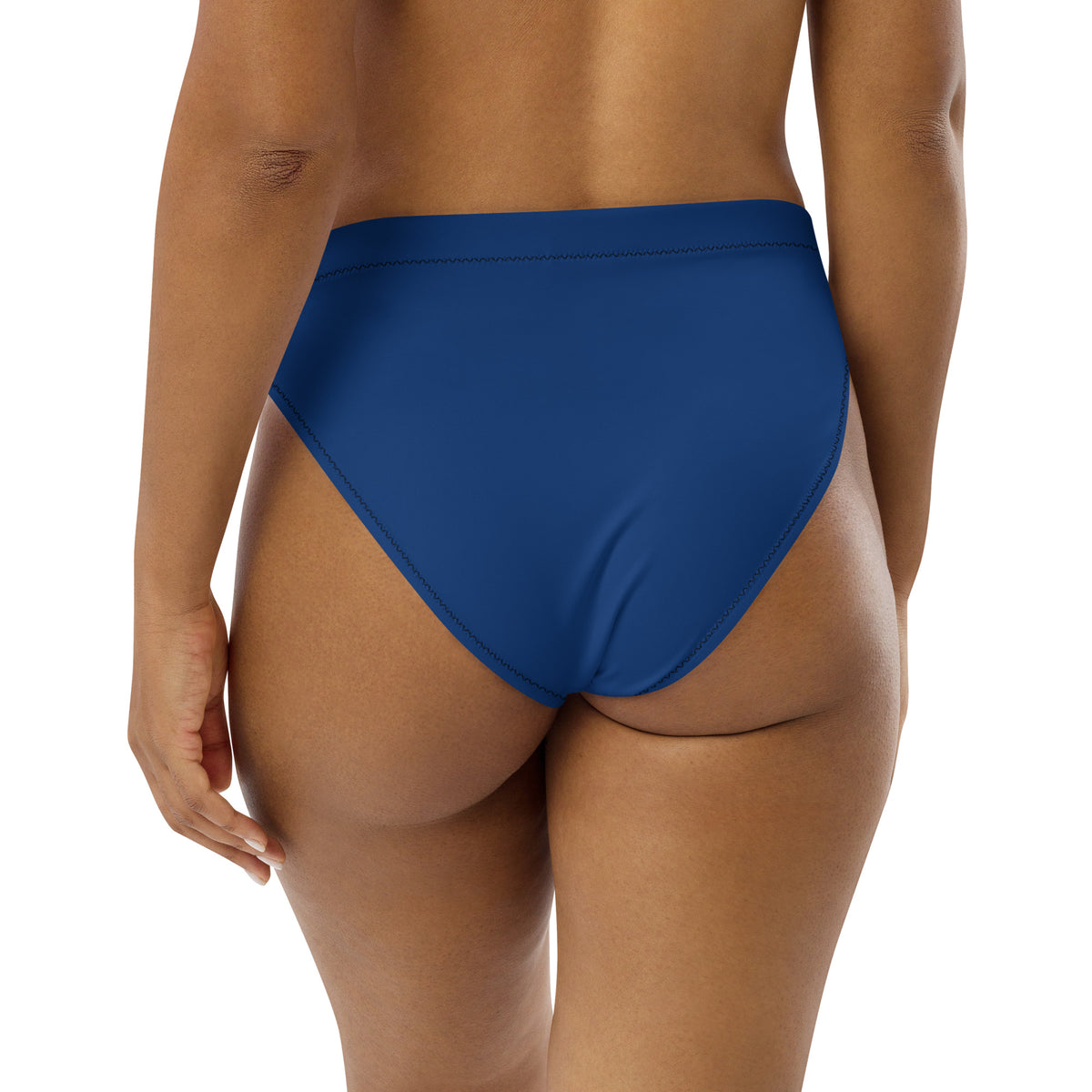 Solid blue high-waisted bikini bottom