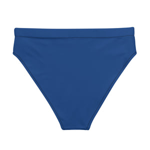 Solid blue high-waisted bikini bottom