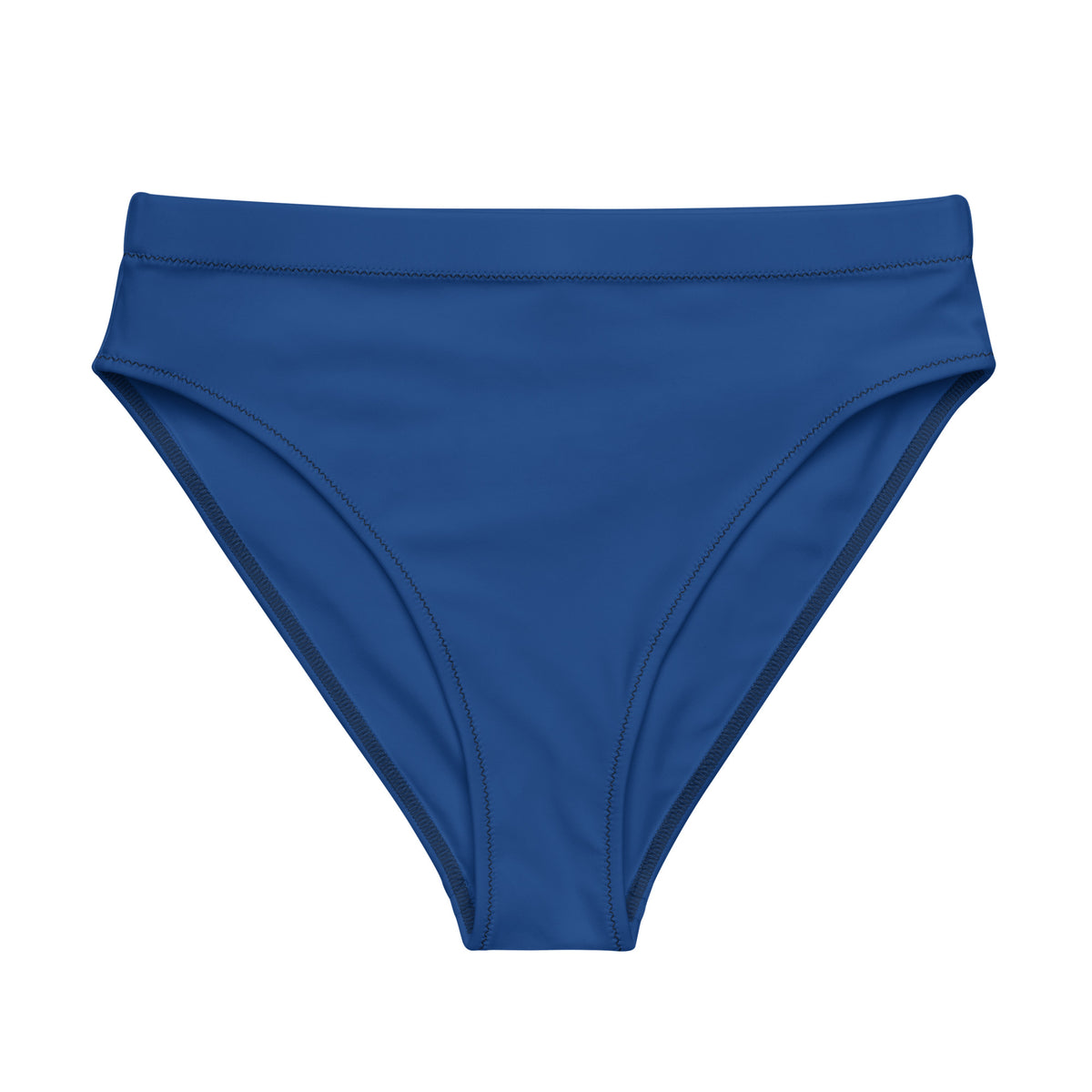 Solid blue high-waisted bikini bottom