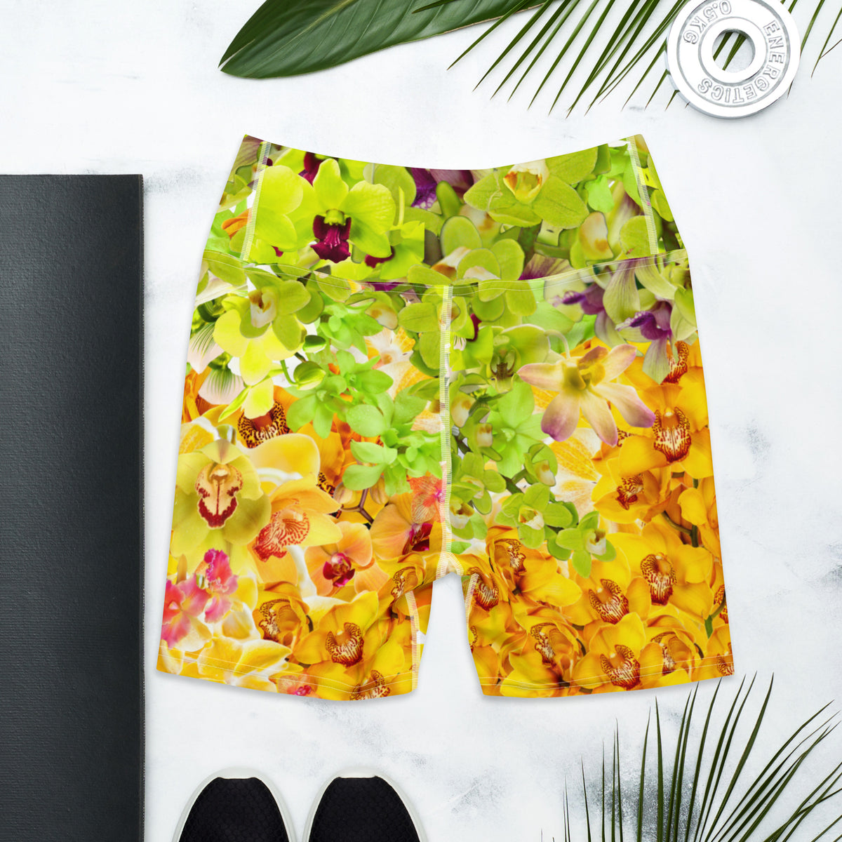 Grandeur (Green/yellow)Yoga Shorts