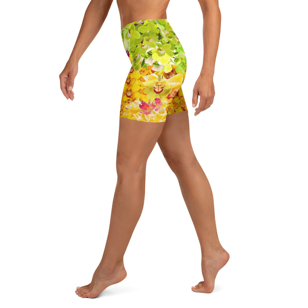 Grandeur (Green/yellow)Yoga Shorts