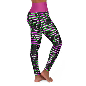 Sparked High Waisted Yoga Leggings (pink contast)