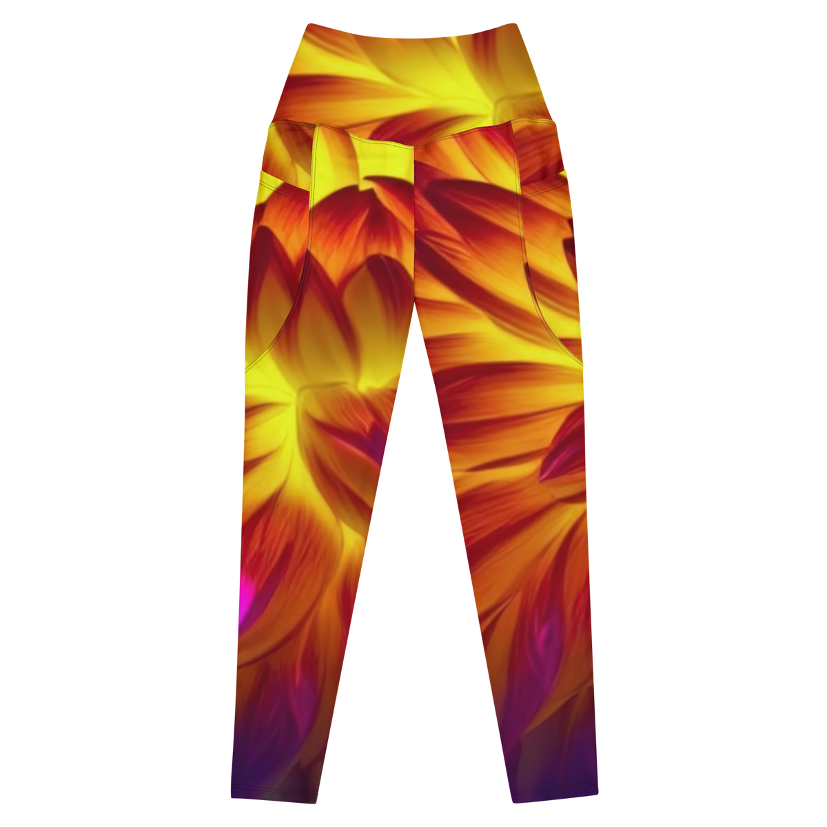 Fire Dahlia Leggings (with deep pockets)