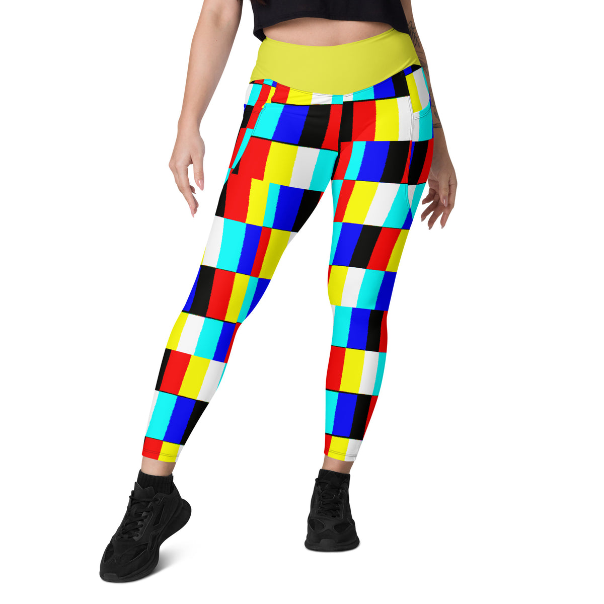 Glitch Leggings with pockets( yellow contrast)