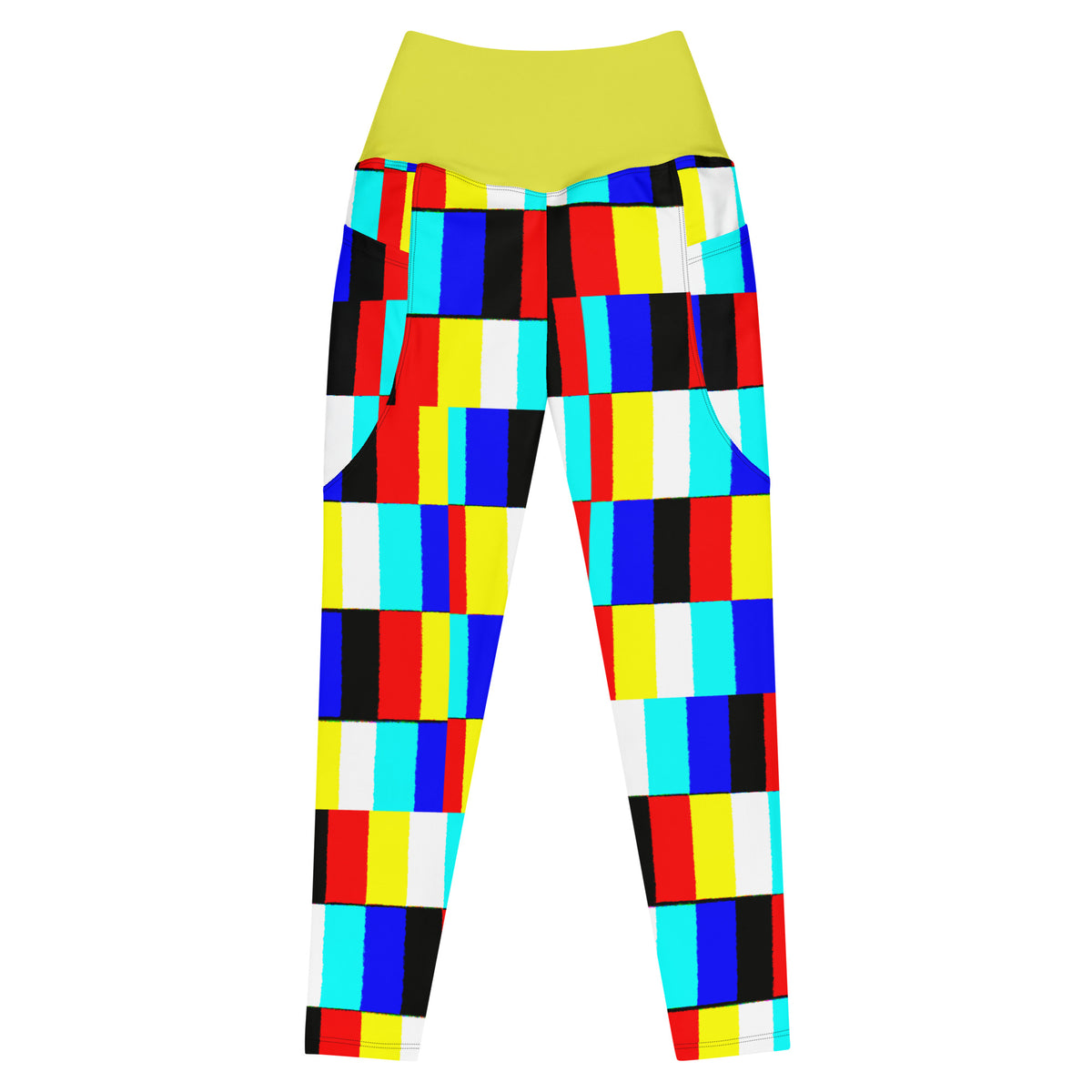Glitch Leggings with pockets( yellow contrast)
