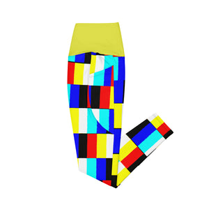 Glitch Leggings with pockets( yellow contrast)