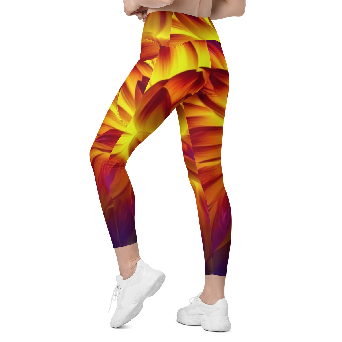 Fire Dahlia Leggings (with deep pockets)