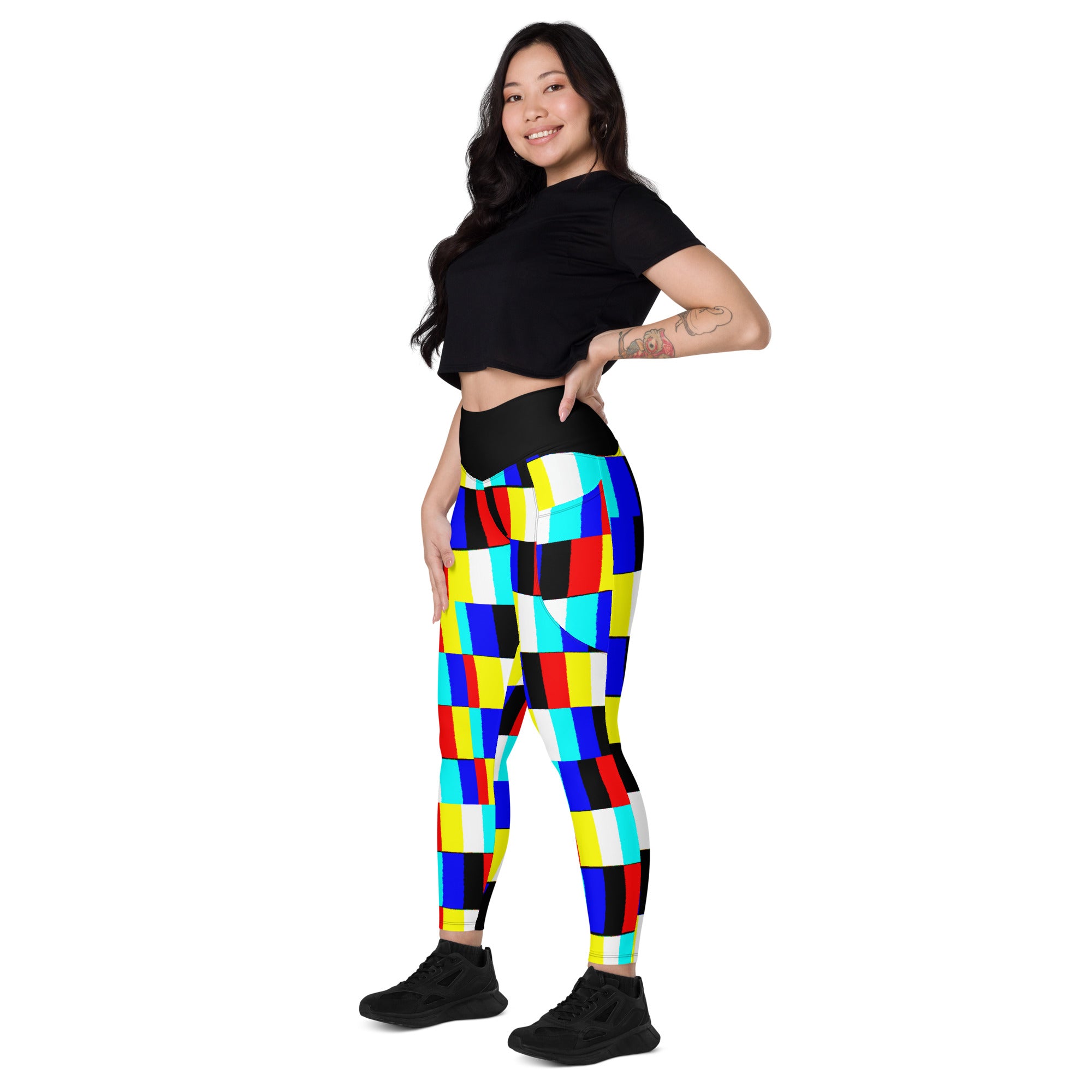 Glitich Leggings with pockets (deep pockets) black contrast waistband