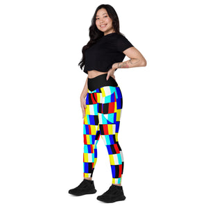 Glitich Leggings with pockets (deep pockets) black contrast waistband