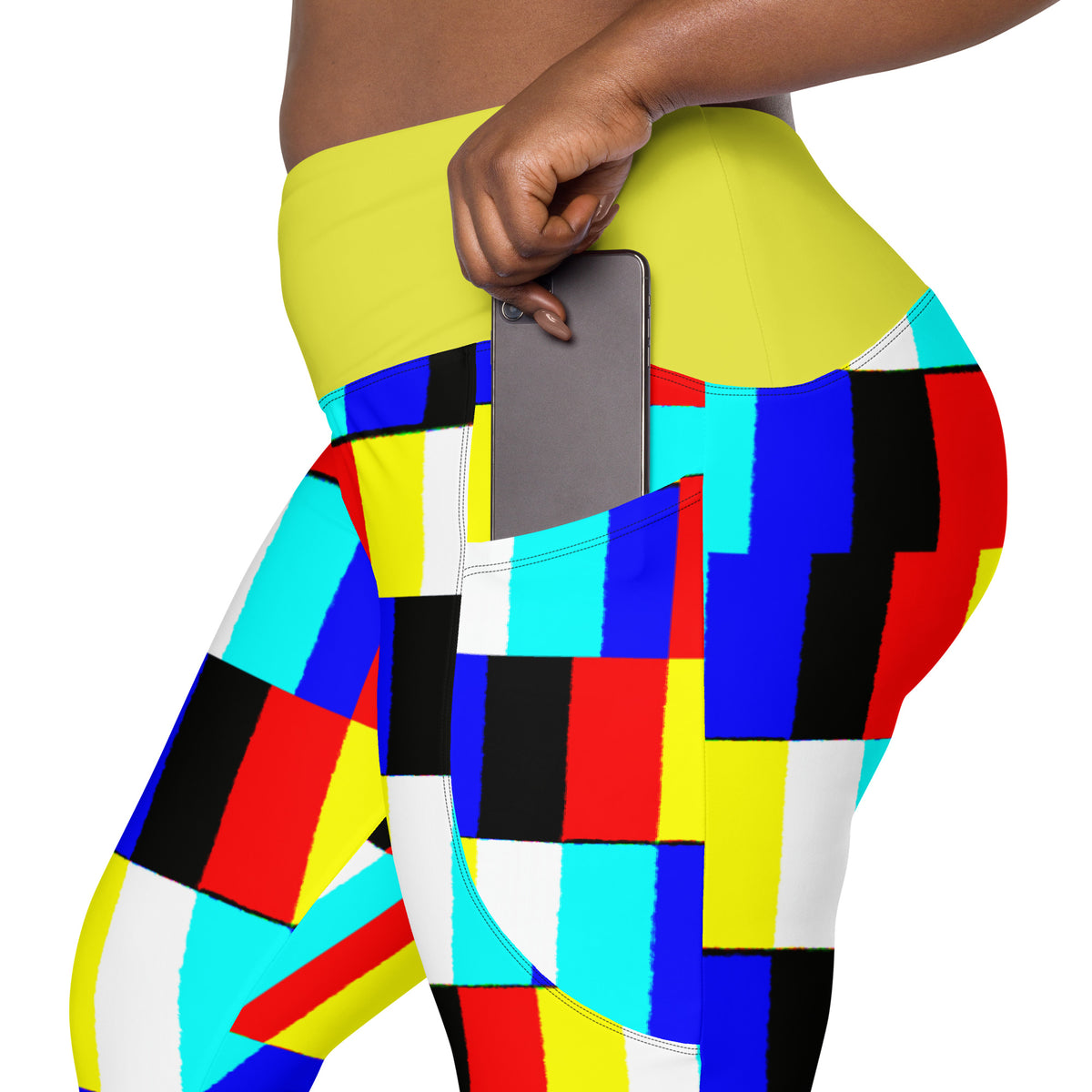 Glitch Leggings with pockets( yellow contrast)