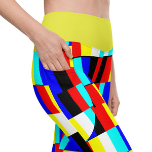 Glitch Leggings with pockets( yellow contrast)