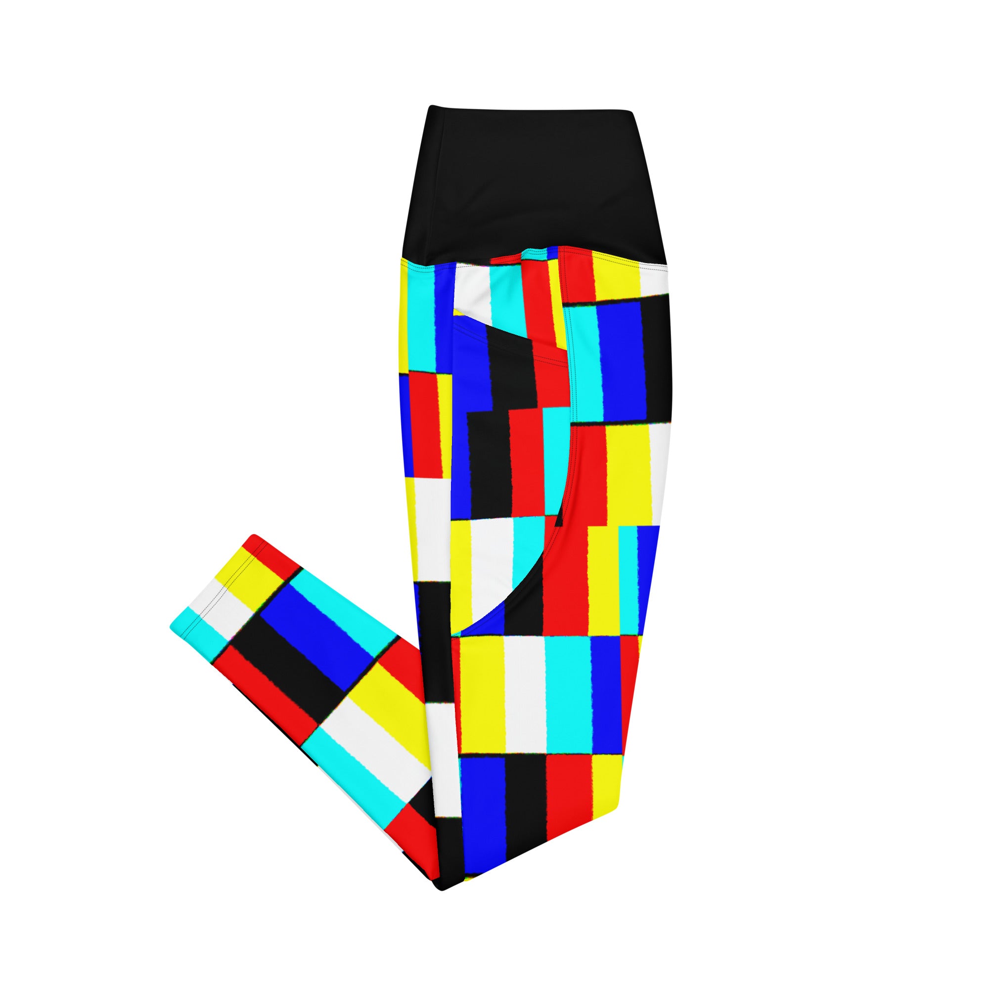 Glitich Leggings with pockets (deep pockets) black contrast waistband