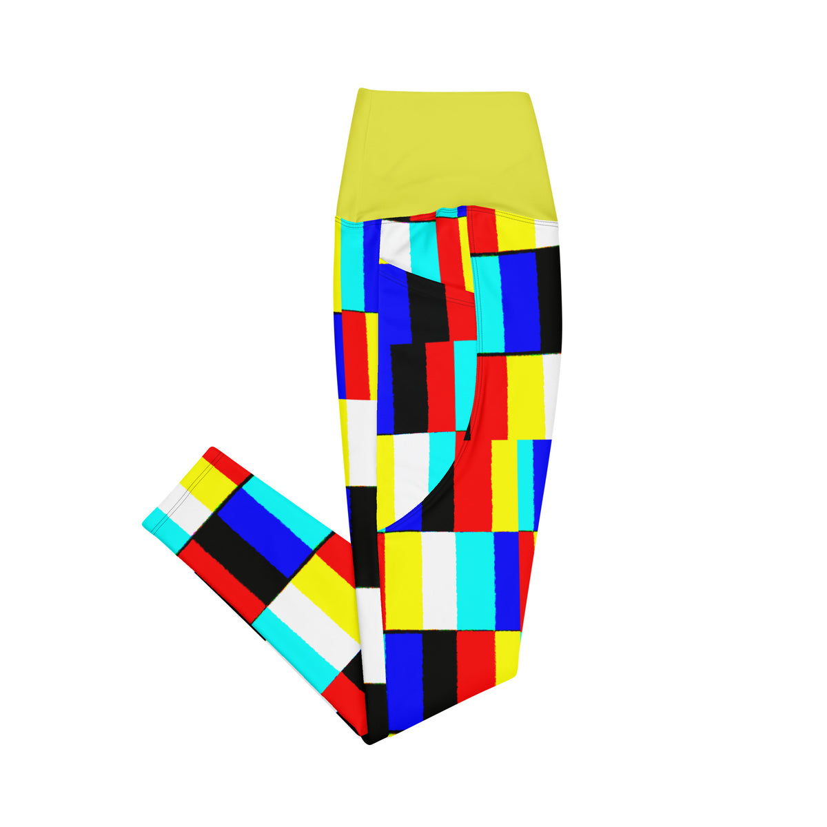 Glitch Leggings with pockets( yellow contrast)