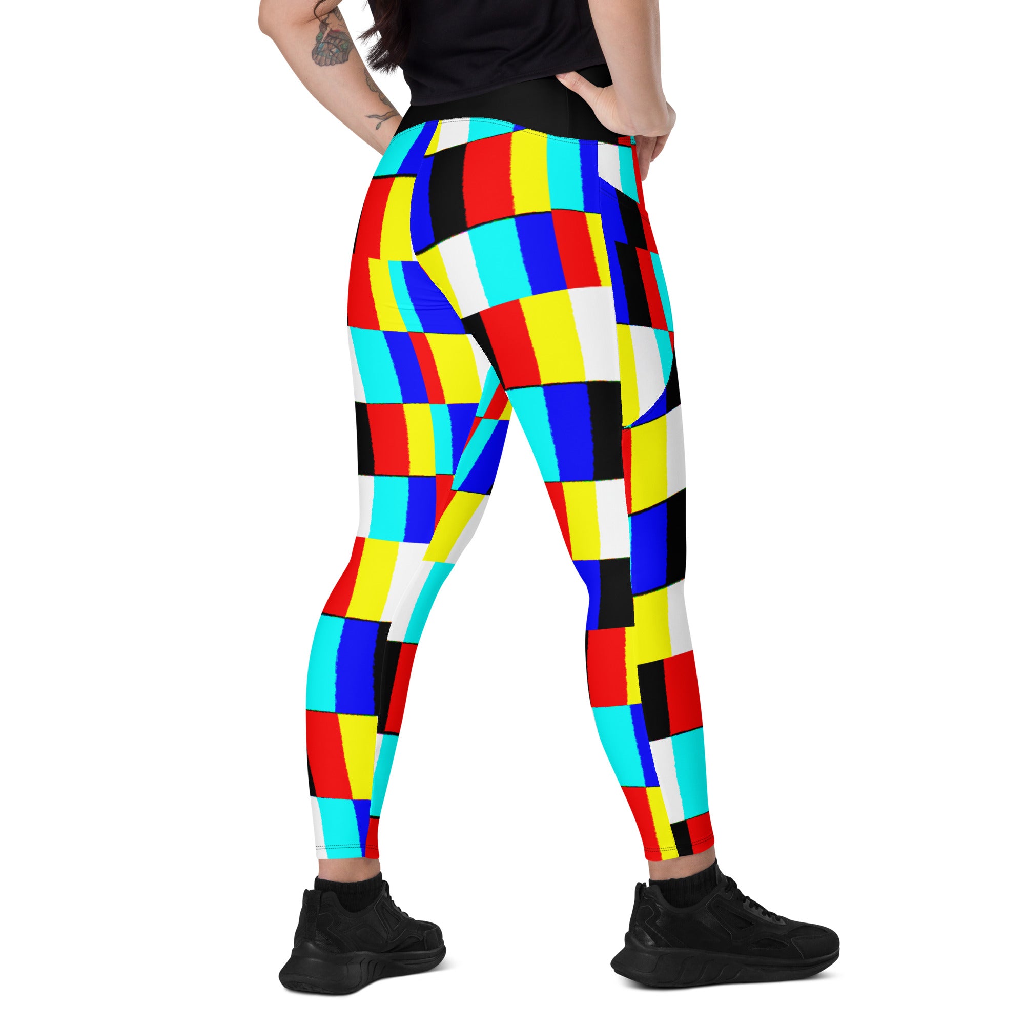 Glitich Leggings with pockets (deep pockets) black contrast waistband