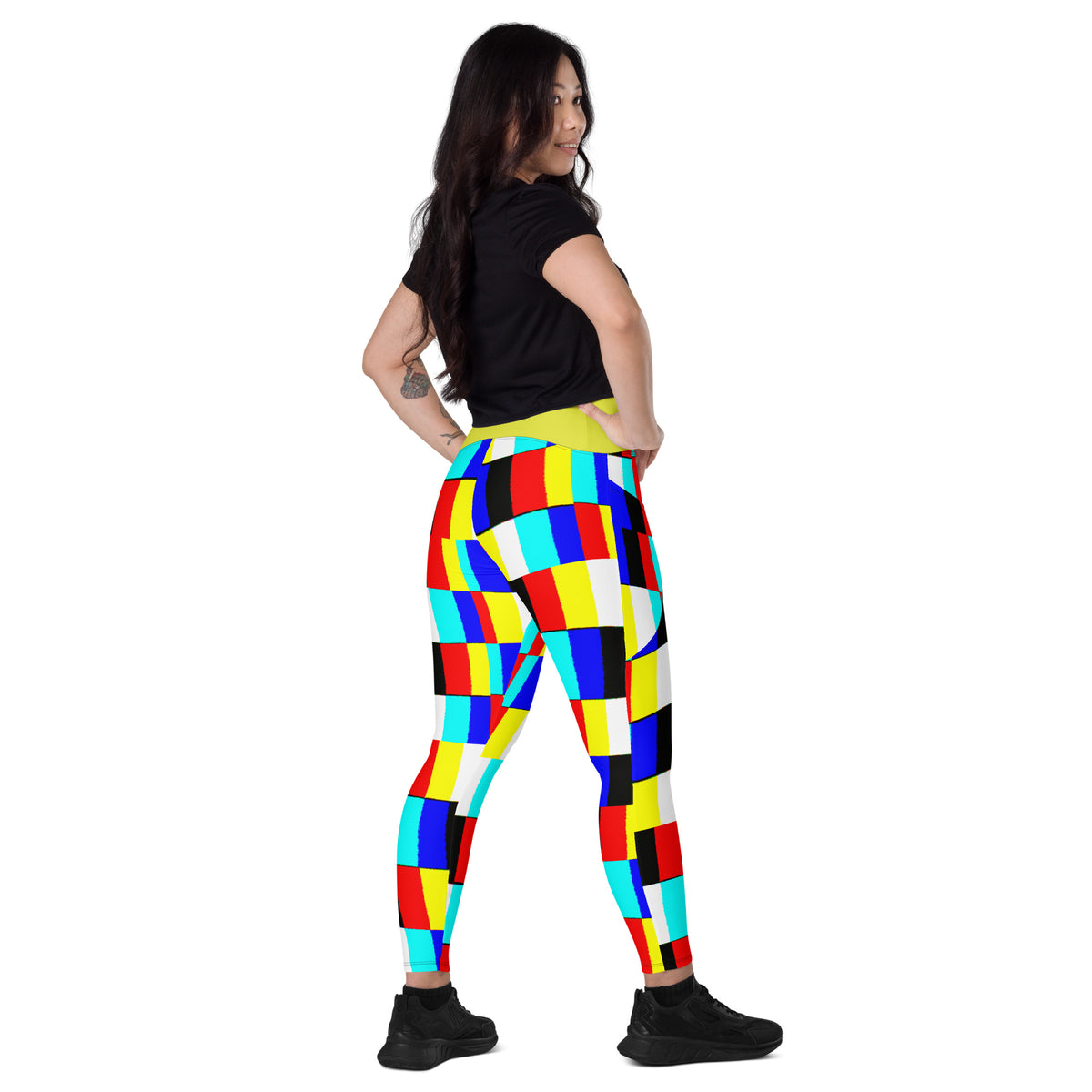 Glitch Leggings with pockets( yellow contrast)