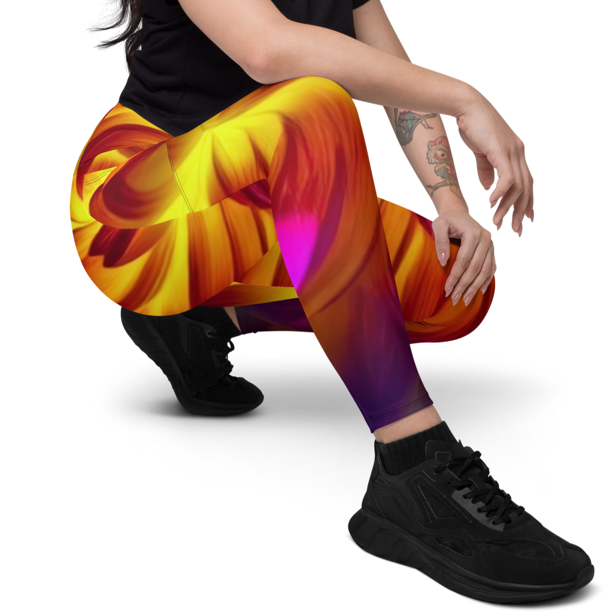 Fire Dahlia Leggings (with deep pockets)