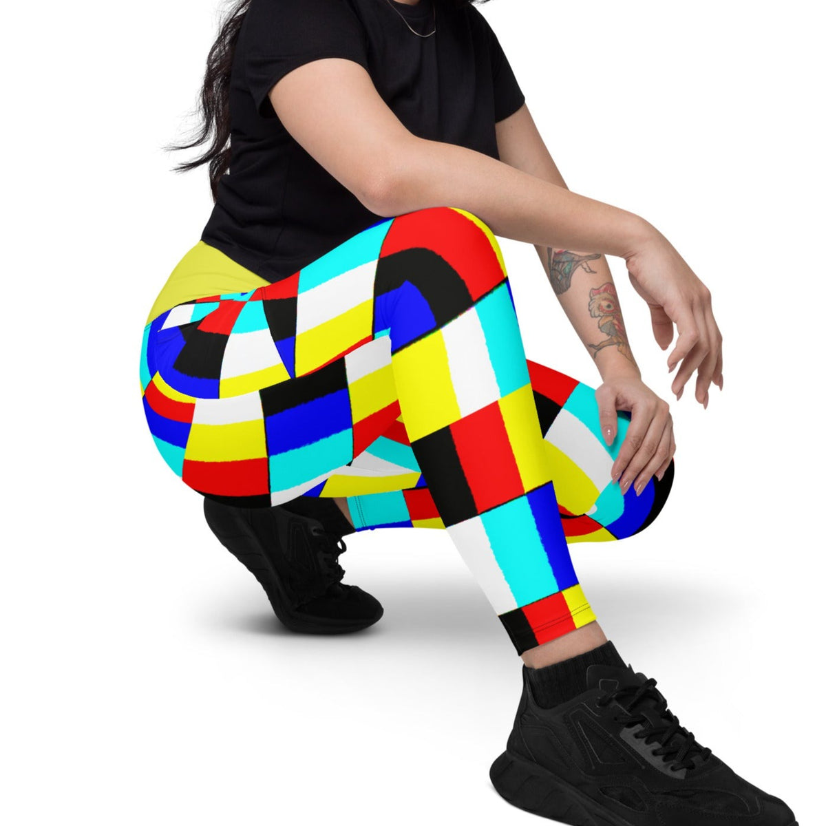 Glitch Leggings with pockets( yellow contrast)