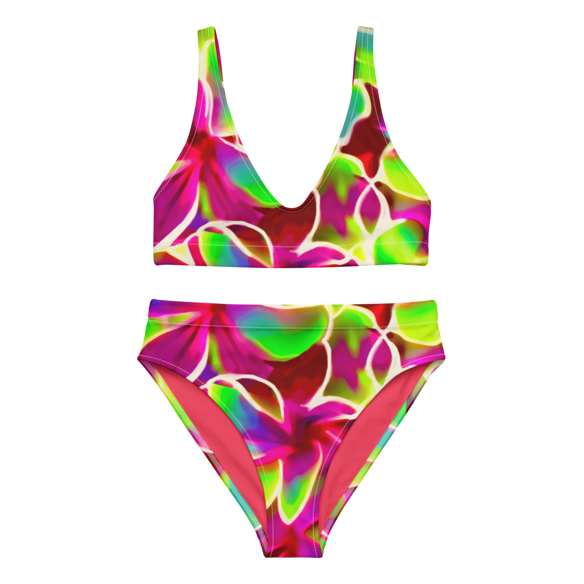 Glow Petals Recycled high-waisted bikini