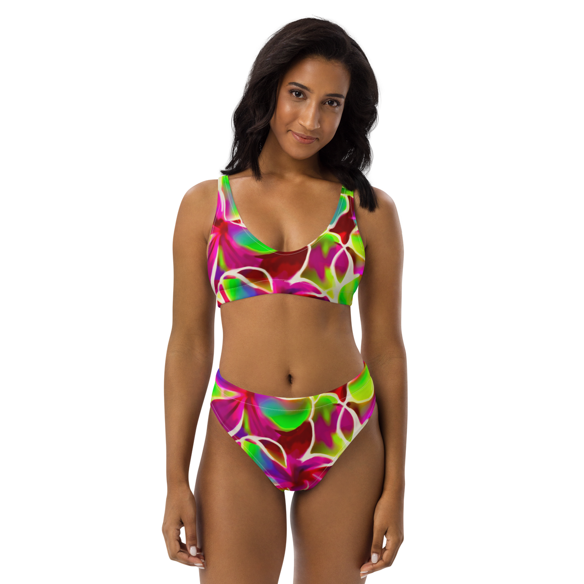 Glow Petals Recycled high-waisted bikini