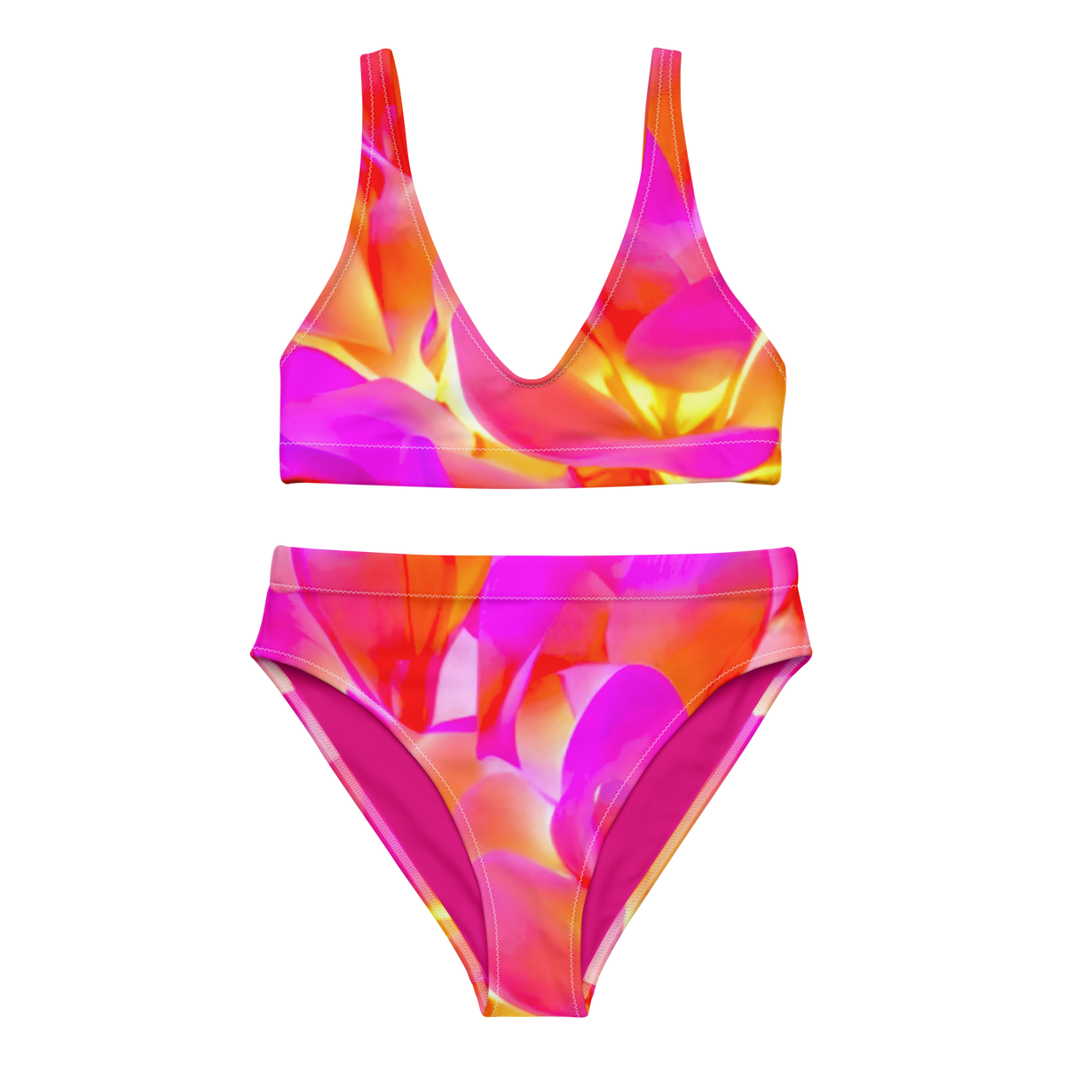 Pink Glow Recycled high-waisted bikini