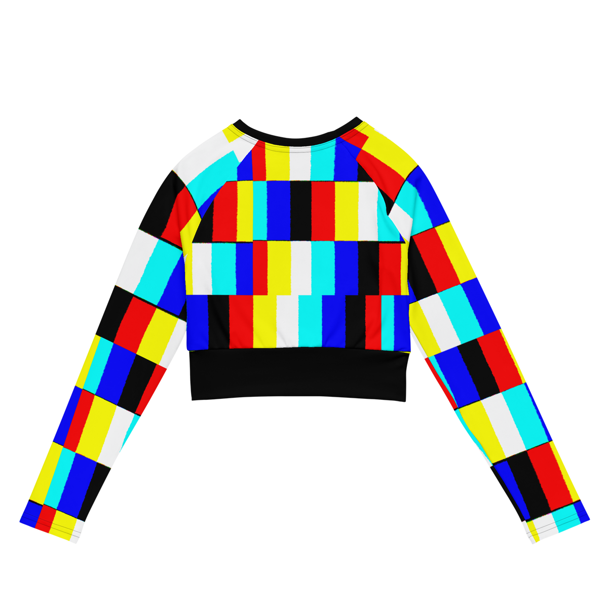 Glitch long-sleeve crop top (black contrast)