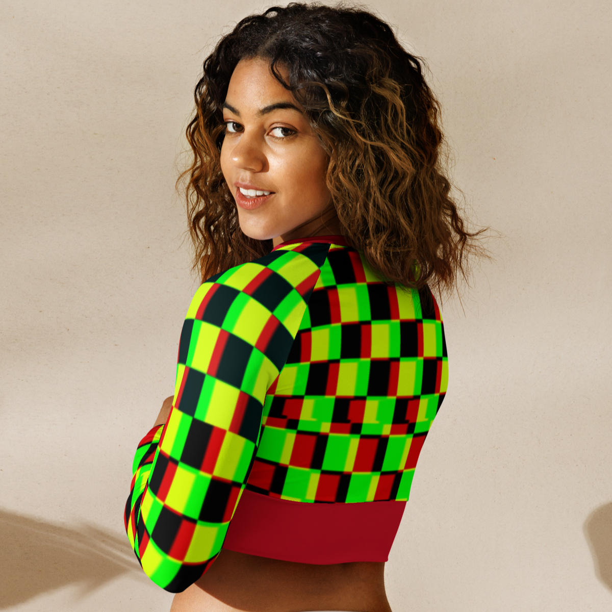 Splinter long-sleeve crop top