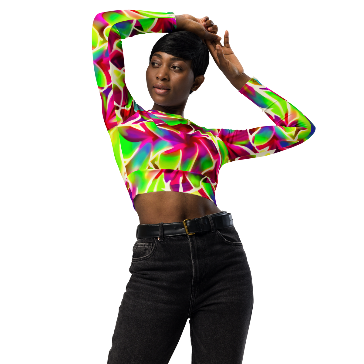 Glow Petals long-sleeve crop