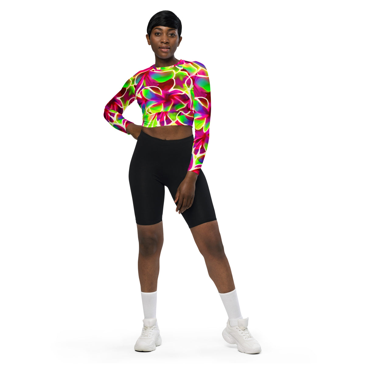 Glow Petals long-sleeve crop