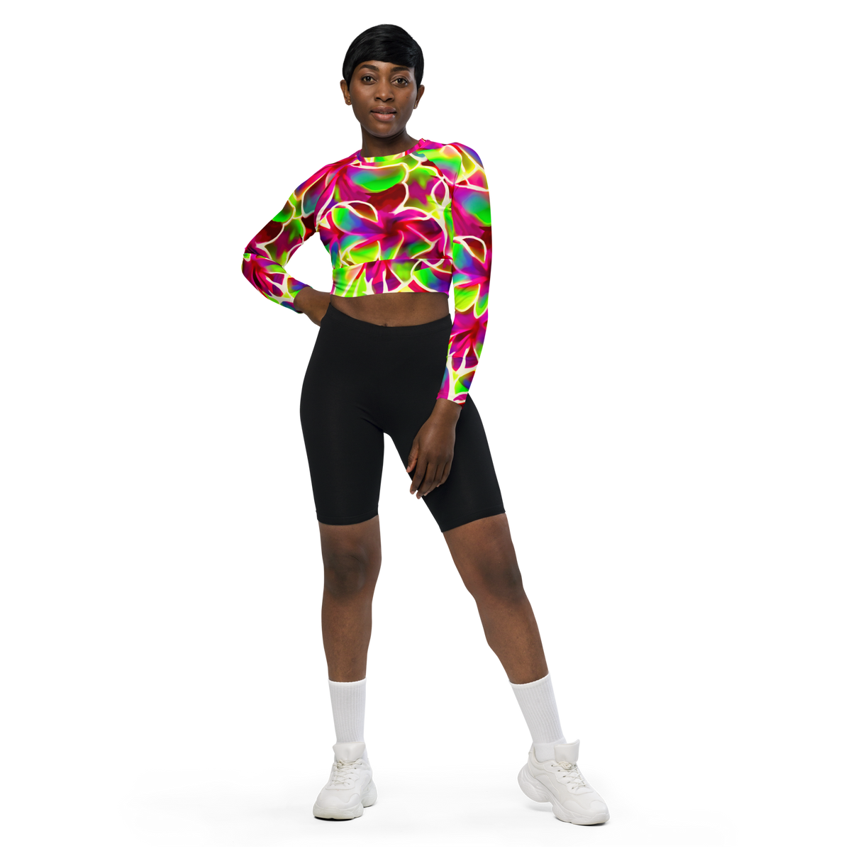 Glow Petals long-sleeve crop