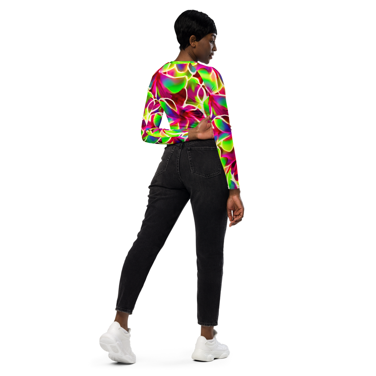 Glow Petals long-sleeve crop