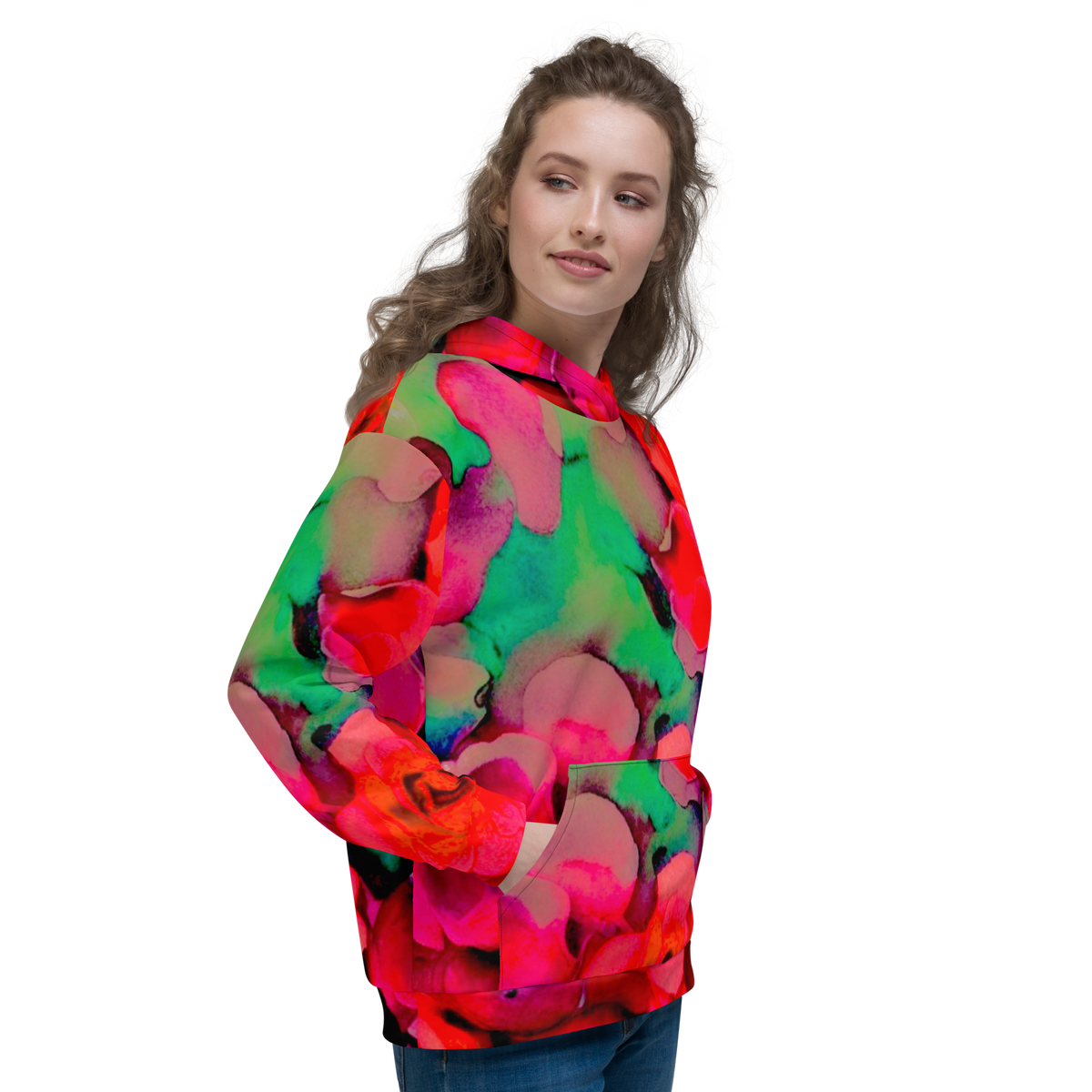 Rosy Watercolor Hoodie (unisex fit size down for a tighter fit)