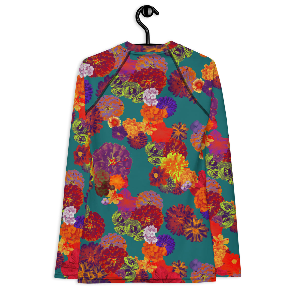 Teal Flroal Women's Rash Guard