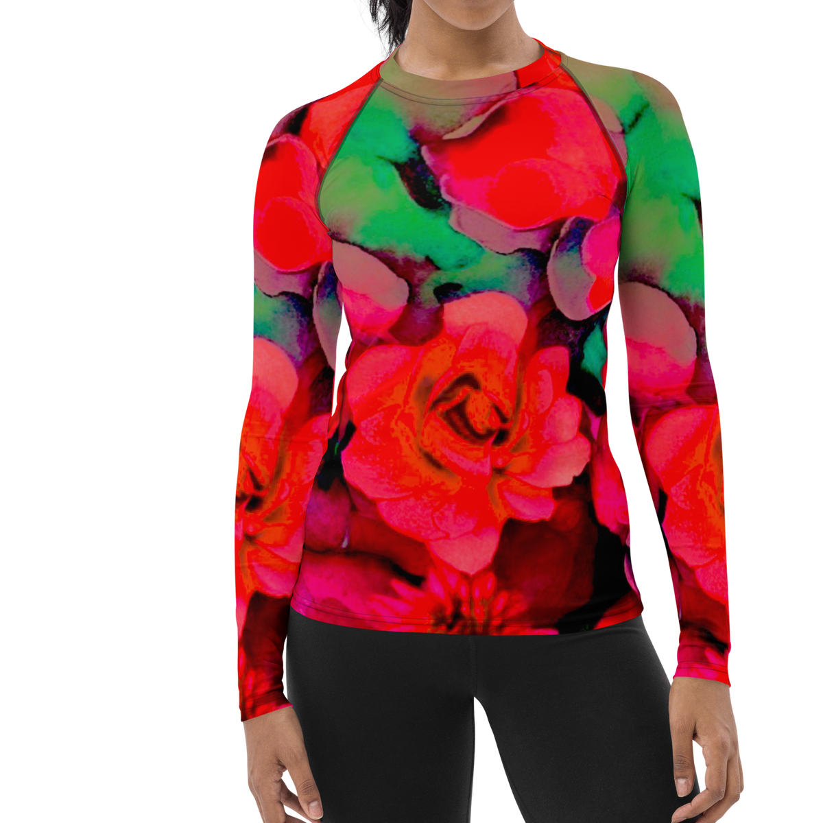 Rosy Watercolor Women's long sleeve versatile Rash Guard