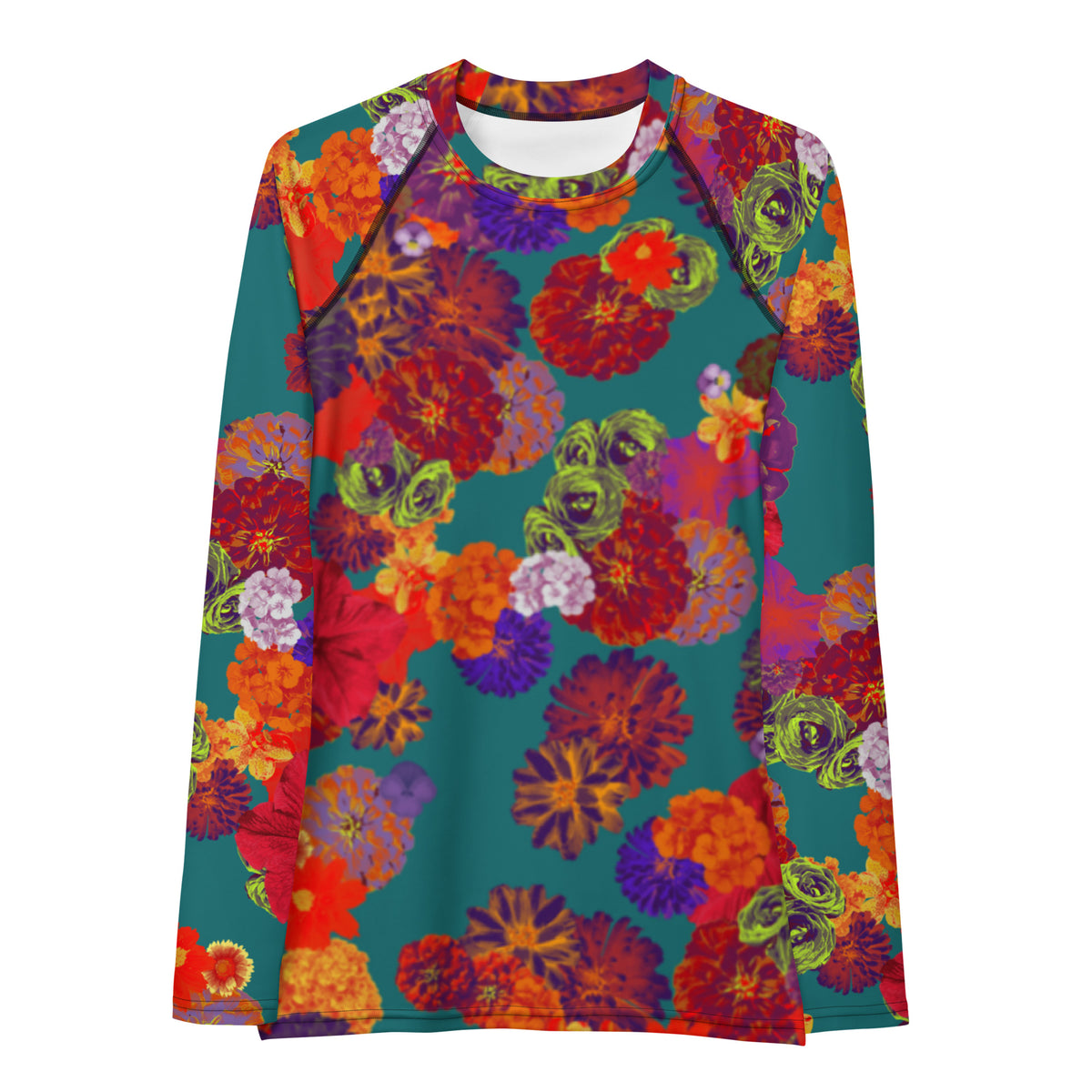 Teal Flroal Women's Rash Guard