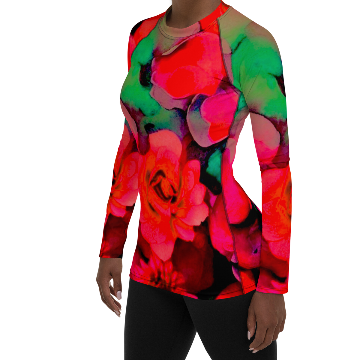Rosy Watercolor Women's long sleeve versatile Rash Guard