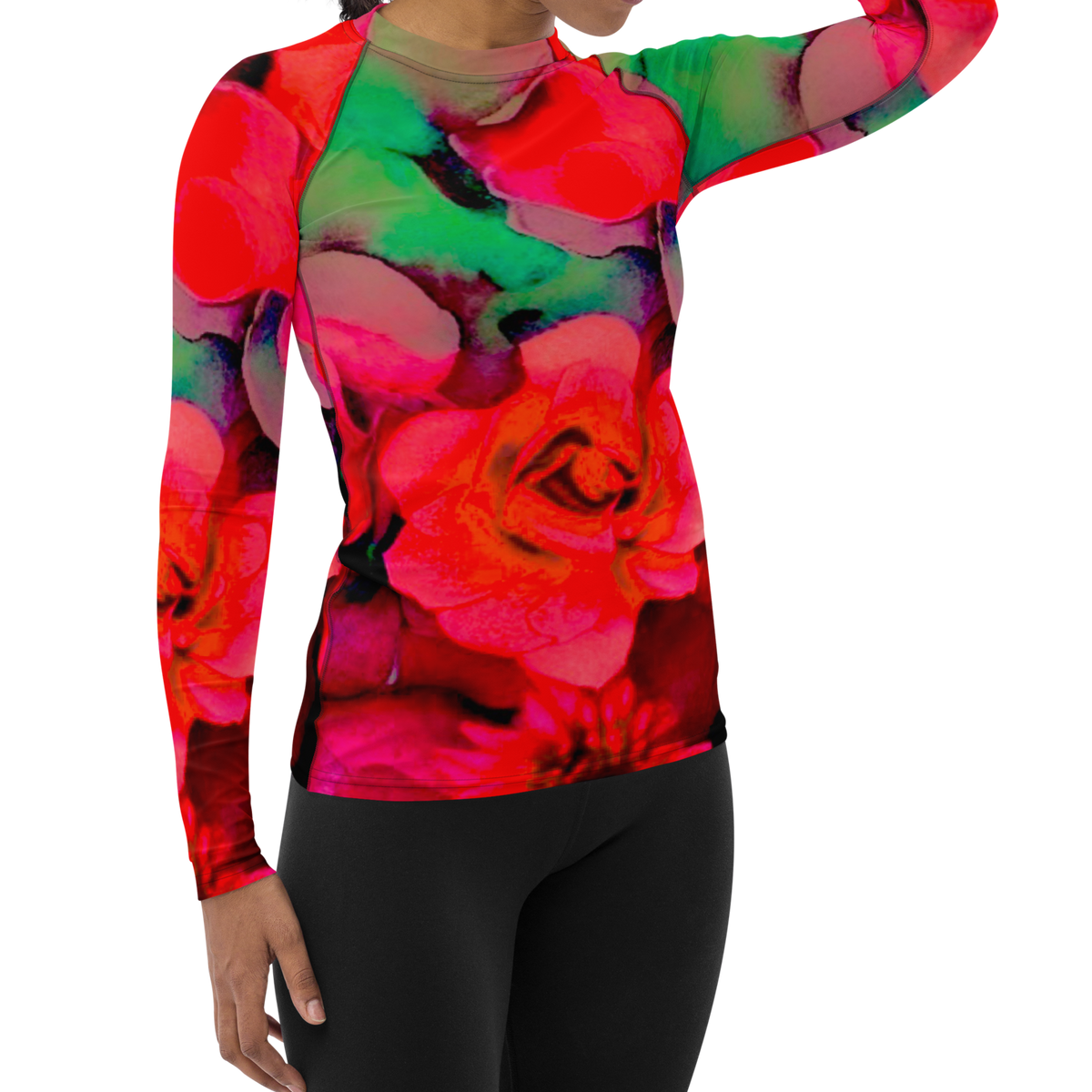 Rosy Watercolor Women's long sleeve versatile Rash Guard