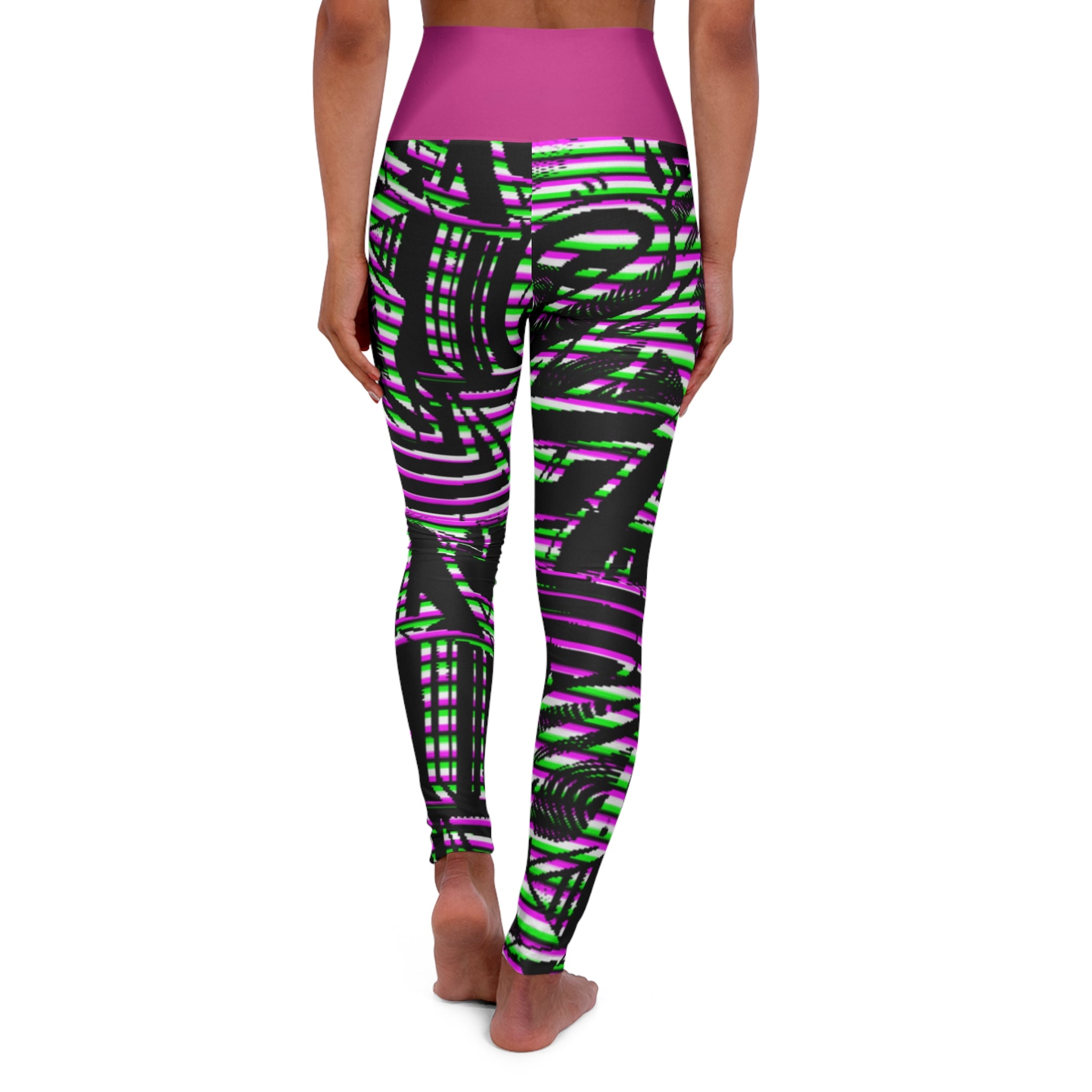 Sparked High Waisted Yoga Leggings (pink contast)
