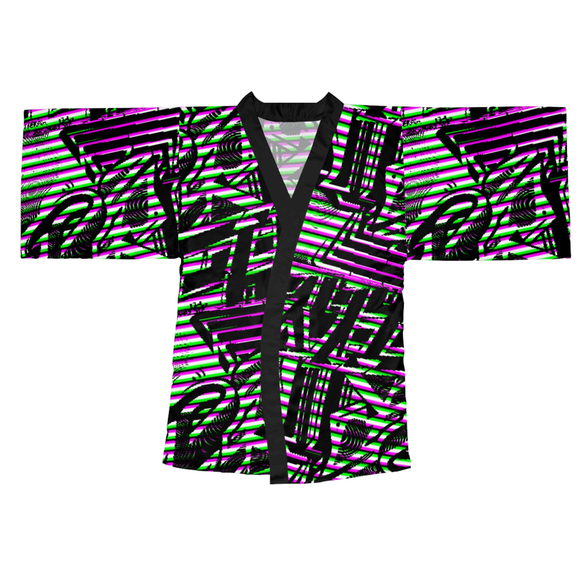 FAYAH INKED PIXELS Belted Kimono Robe